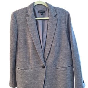 Ann Taylor Heathered Gray Fitted Knit Blazer Jacket